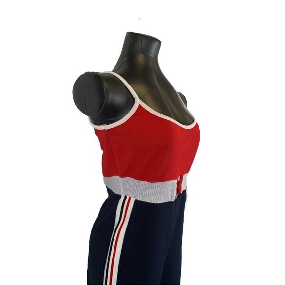 XERS Vintage 1980's Jumpsuit Tank Style Colorblock Americana Women's Size Large - Picture 3 of 14